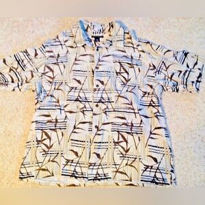 Concensus Mens Tropical Camp Shirt Size XXL Palm Fronds Hawaiian Rayon